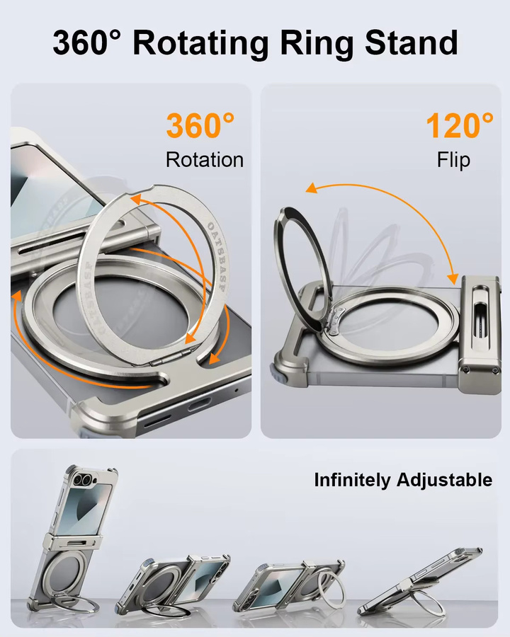 Eary Handyhülle für Samsung Galaxy Z Flip 7 und Z Flip 6 mit MagSafe, 360 Grad drehbarem magnetischem Ständer und kabellosem Laden, Farbe: Titanium - Bild 2