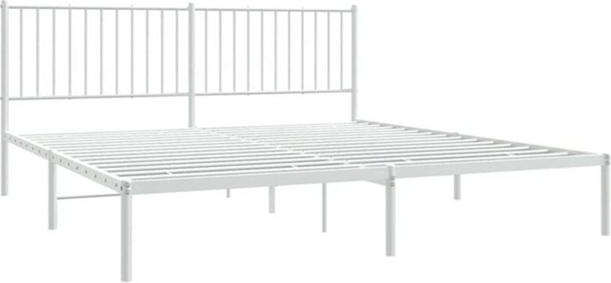 Vidaxl Metallbett mit Kopfteil in Weiß, klassisch und minimalistisch, B/T/H: 183 x 213 cm - Bild 1