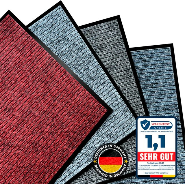 Schmutzfangmatte Dura von FLOORDIREKT, rutschfeste Fußmatte für Innen und überdachten Außenbereich, grau, B: 80 cm, T: 50 cm - Bild 1