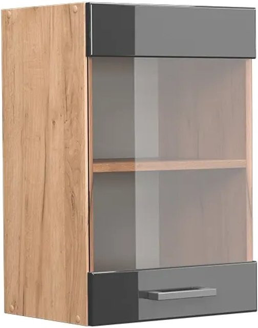 Vicco R-Line Hängeglasschrank Küchenschrank in Anthrazit und Gold mit Glastüren Breite: 40 cm, Höhe: 60 cm, Tiefe: 31 cm - Bild 2