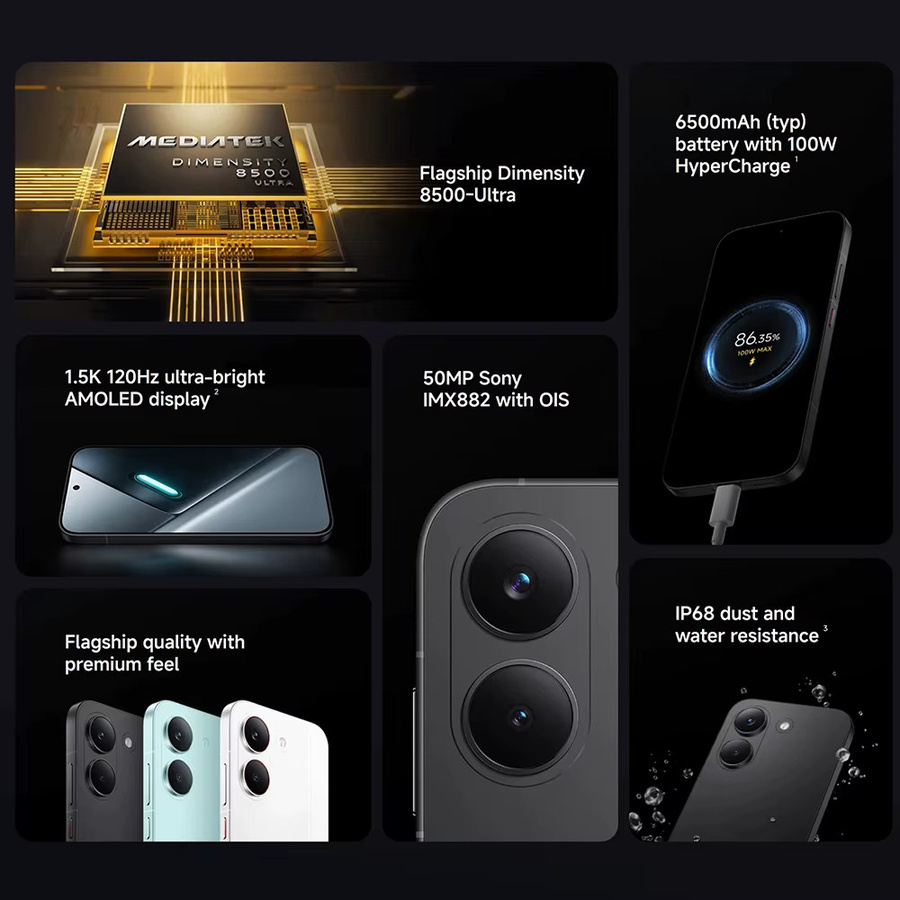 Xiaomi POCO X8 Pro Global Version Smartphone mit 12GB RAM und 512GB Speicher, 1.5K 120Hz Ultra Bright AMOLED Display und 50MP Kamera, Farbe: Weiß - Bild 2