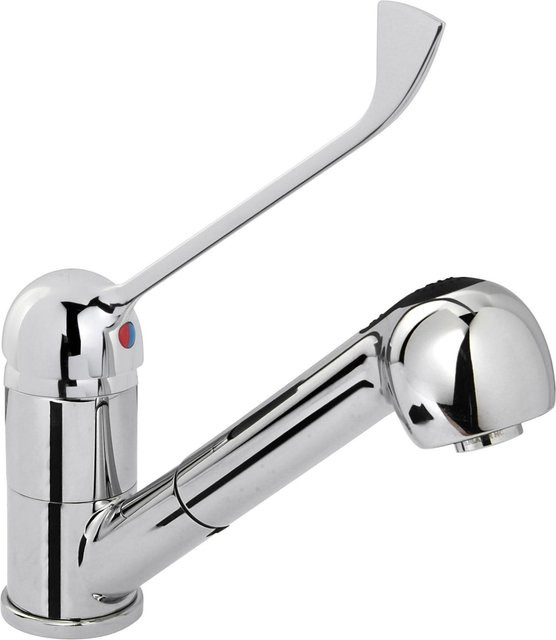 Hendi Küchenarmatur aus Edelstahl mit Ausziehbrause und Schwenkauslauf, Farbe: Silber/Chrome, Höhe: 23 cm - Bild 1