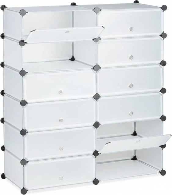 Relaxdays Schuhschrank aus Kunststoff in Transparent mit 12 Fächern, H: 108 cm, B: 94 cm, T: 37 cm - Bild 1