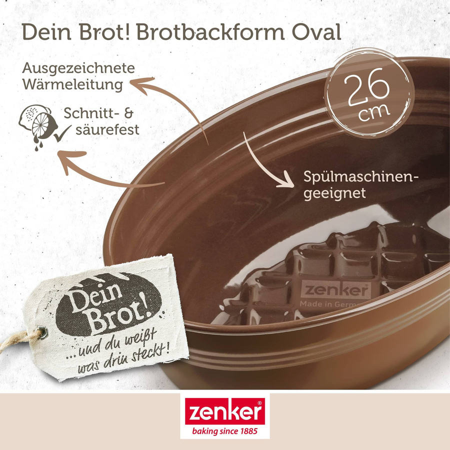 Zenker Brotbackform oval aus Emaille, B: 26,5 cm, T: 16,5 cm - Bild 3