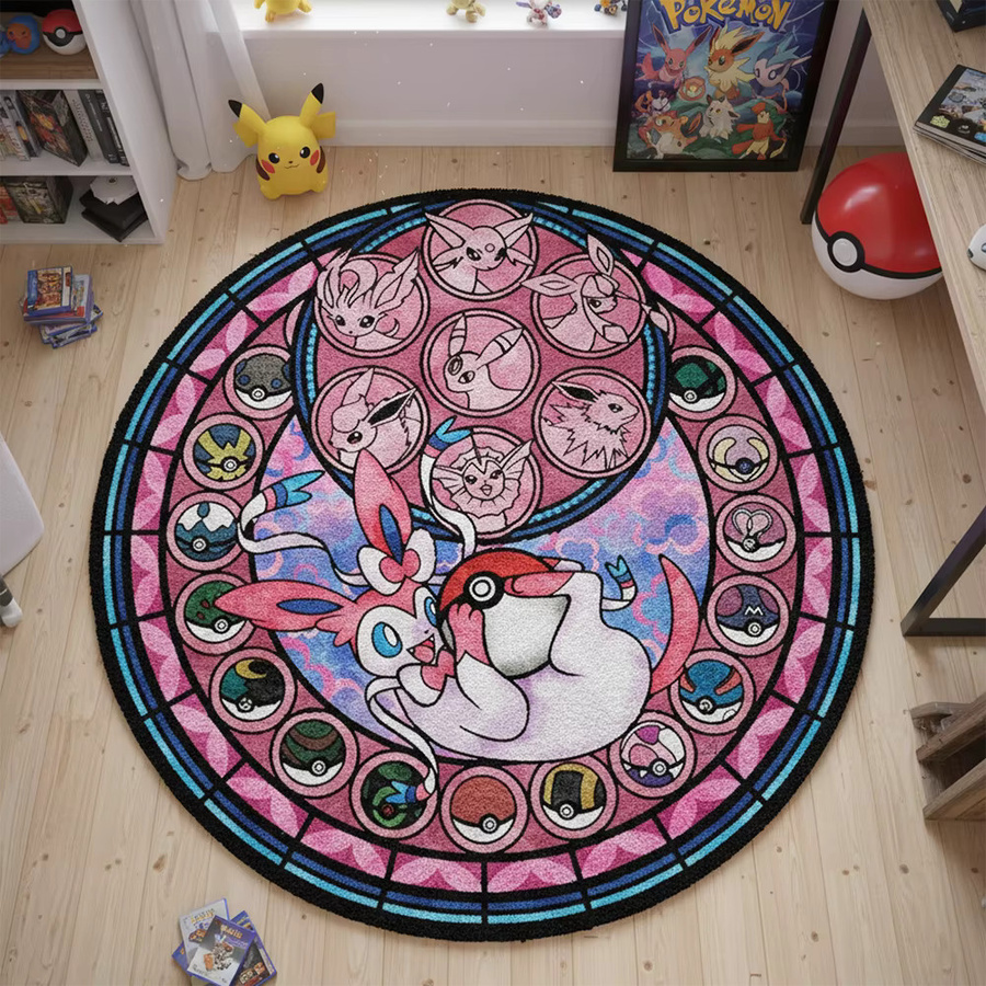 Bandai Sylveon Anime Teppich Rund für das Kinderzimmer und Gaming-Zimmer - Bild 2