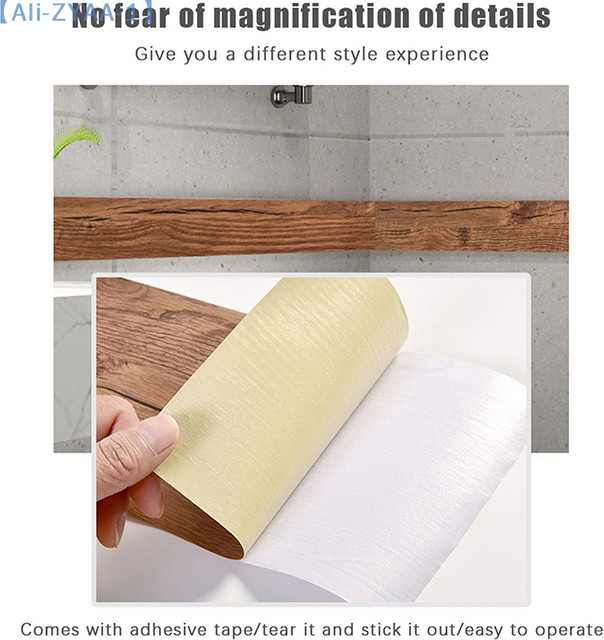 JETTING Selbstklebende PVC-Fußleiste in Holzoptik, wasserfeste Wandrand-Tapete für das Wohnzimmer, Farbe: Weiß - Bild 1