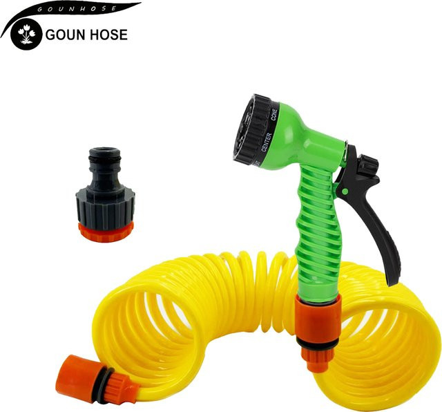 Gartengießschlauch-Set mit flexibler EVA-Wasserpistole in 7 Funktionen, gelb - Bild 1