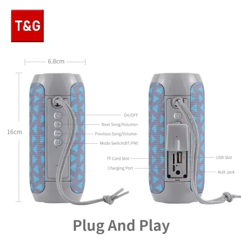 T&G TG117 Tragbarer Bluetooth-Lautsprecher in Schwarz mit Freisprechfunktion, FM, TF-Karte und USB-Anschluss - Bild 5