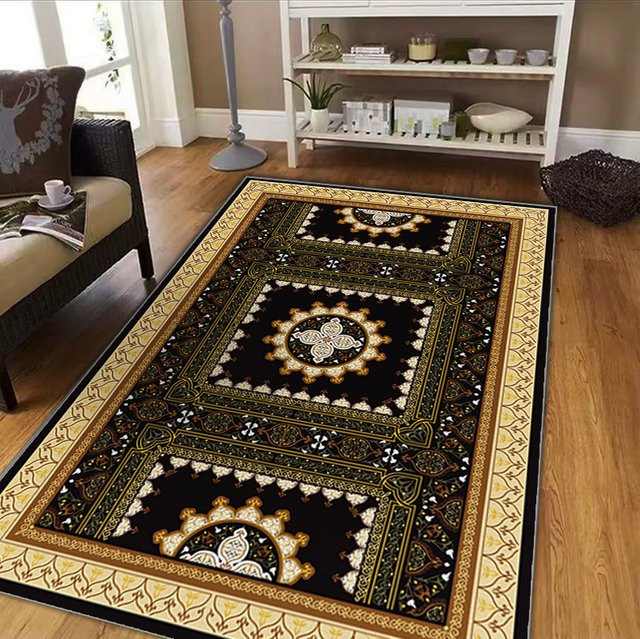 VIKAMA Moderner Kristall-Teppich mit klassischem Medaillon-Design, pflegeleichter orientalischer Niedrigflor-Teppich für Wohnzimmer und Büro - Bild 1