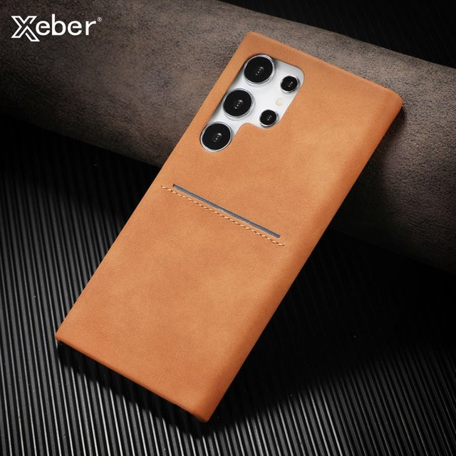 Retro Schafsleder Kartenfach Bumper Case für Samsung Galaxy S26 S25 S24 S23 Ultra A15 A25 A35 A55 A34 A54 in Schwarz oder Braun mit Hautmatt-Optik - Bild 1