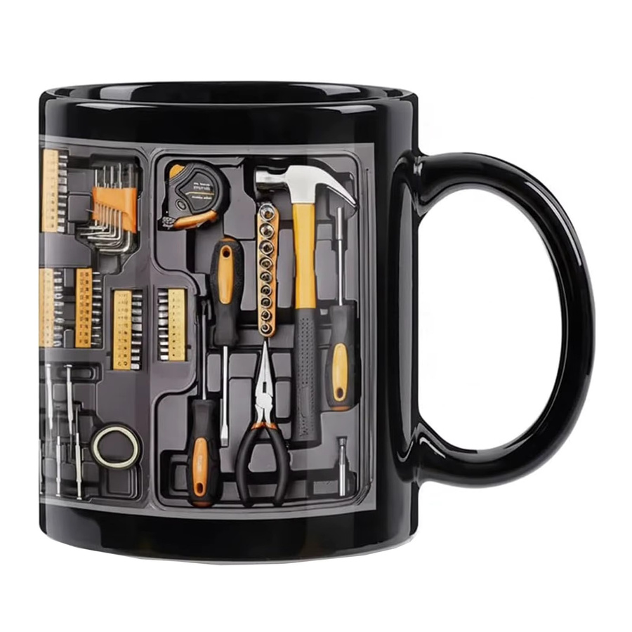 Multiyilego Keramik-Kaffeetasse im Mechaniker-Werkzeugkasten-Design, Schwarz - Bild 7
