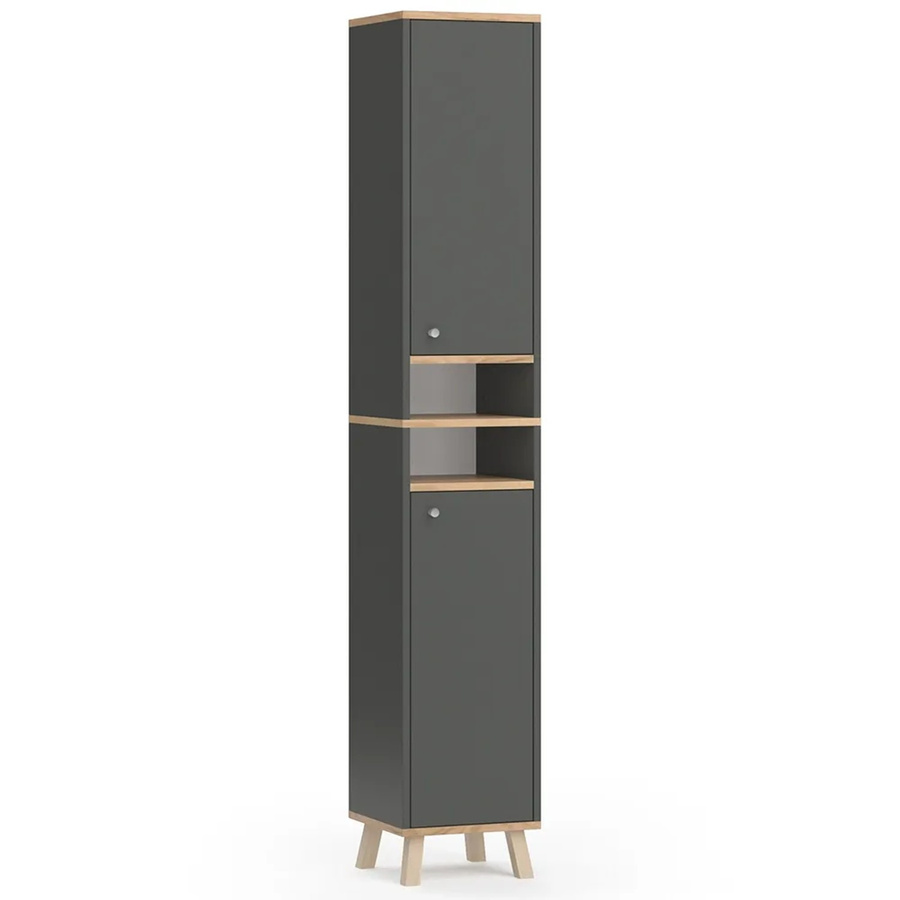 Vicco Badschrank Senyo Hochschrank in Eiche mit Anthrazit und Gold, B: 30 cm, H: 164 cm - Bild 3