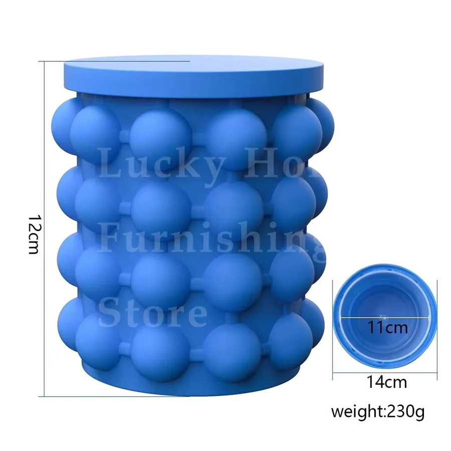 XMSJ 2-in-1 Silikon-Eisbehälter und Eiswürfelform in Blau für Whiskey und Bier - Bild 3