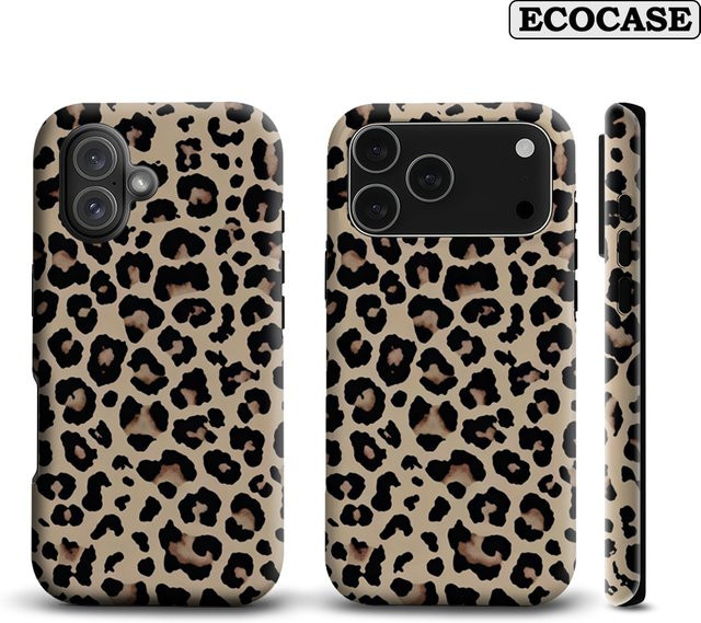 Handyhülle mit Leopardenmuster für Apple iPhone 11 bis iPhone 17 Pro Max Plus in Multicolour mit doppelschichtiger Rückseite - Bild 1