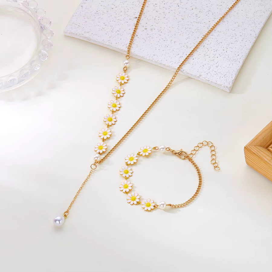 RINHOO FRIENDSHIP Schmuck Set, Bunte Gänseblümchen, Armband, Halskette, Damen - Bild 3