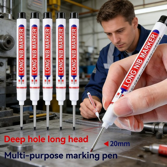 4 Stück wasserfeste Perforationsstifte in Blau, 20 mm lange Marker für Metall und Holzbearbeitung - Bild 1