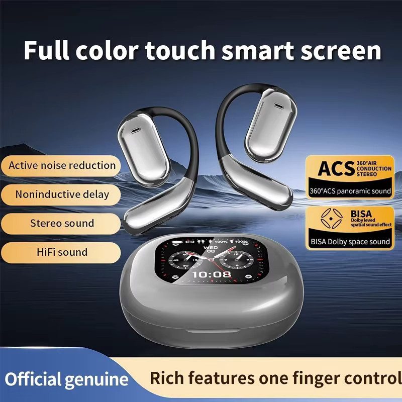 UYUXIO Echtzeit-Ohrhörer mit KI-Sprachübersetzung und LCD-Touchscreen, kabellose In-Ear Bluetooth-Kopfhörer in Schwarz mit 144 Online-Sprachen - Bild 3