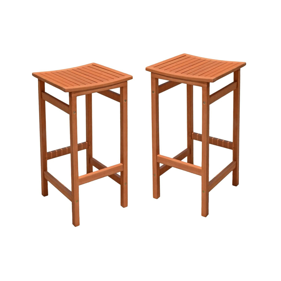 DELUKE Barhocker NIKLAS 2er Set aus Eukalyptusholz in Natur, Höhe: 75 cm, Breite: 38 cm, Tiefe: 42 cm - Bild 2