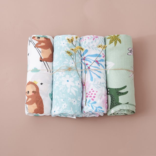 Kangobaby Industry Baby Muslin Decke aus Bio-Baumwolle, 2-lagiger Gauze-Stoff, Mehrfarbig - Bild 1