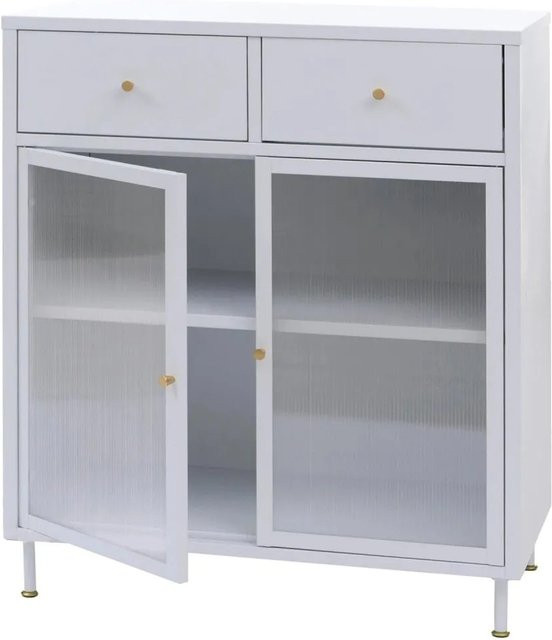 MCW Kommode O87 im Industrial Look aus Metall und Schilfglas, Weiß, B/T/H: 96 x 40 x 80 cm - Bild 2