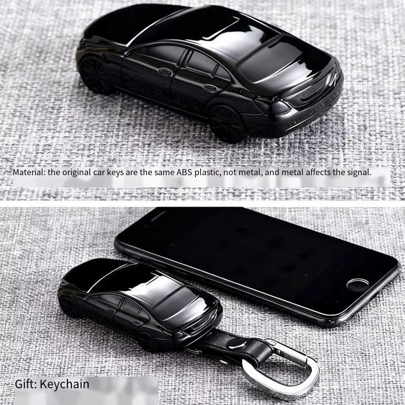 ICAR Autoschlüssel Abdeckung in Schwarz für Mercedes Benz A B C E Klasse GLS GLA GLK GLC CLS CLA AMG W204 W205 W212 W463 W176 - Bild 4