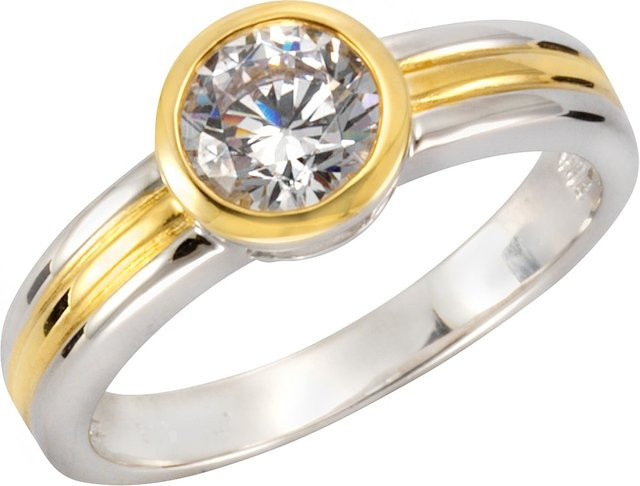 Celesta Ring 925 Sterling Silber, zweifarbig, Zirkonia, Unisex - Bild 1