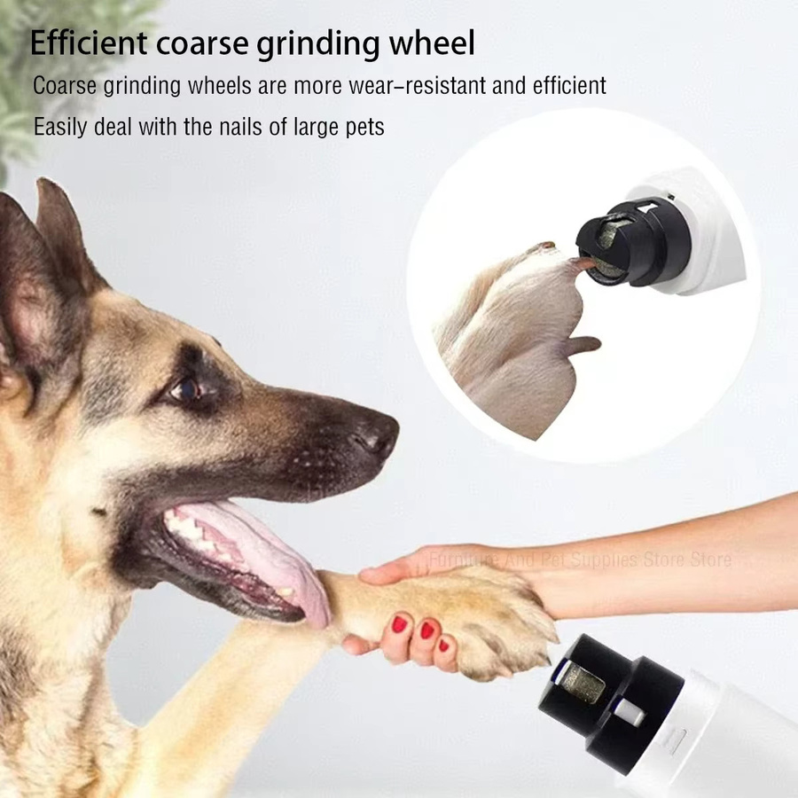 XMSJ Elektrischer Krallenschleifer für Hunde und Katzen in Weiß mit LED-Licht und Sicherheitsschutz, wiederaufladbarer Nageltrimmer für Welpen - Bild 2