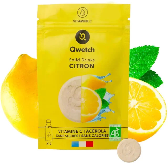 Qwetch Getränkepulver Zitronen-Hydrationspastillen, 12 Stück - Bild 1