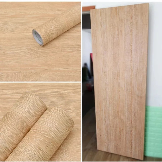 Selbstklebende Tapete in Gelber Eiche Holzoptik von Wokhome, wasserfeste Wandgestaltung für Schrank und Wanddekoration - Bild 1