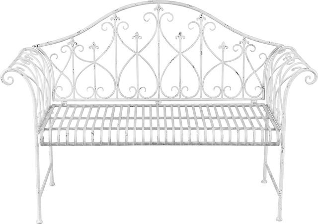 HTI-Living Gartenbank Verena Geschwungen mit Zierornamenten in Weiß, B/T/H: 135 x 48 x 94 cm - Bild 1