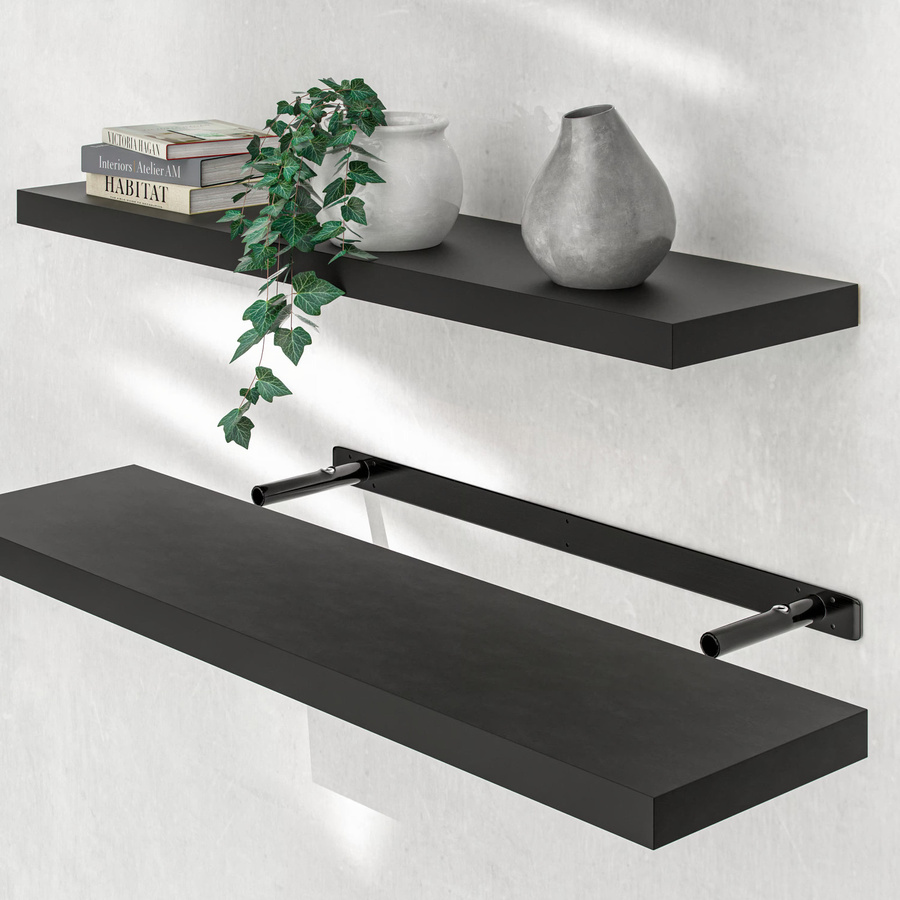 CASARIA Wandregal Schweberegal Schwarz aus MDF mit Halterung, Breite: 90 cm, Tiefe: 23 cm, Höhe: 15 cm - Bild 2