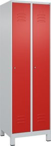 C+P Wäsche-Spind Classic PLUS mit 2 Abteilen und Zylinderschloss, Stahlkonstruktion, Grau/Rot, H x B x T: 195 x 60 x 50 cm - Bild 1