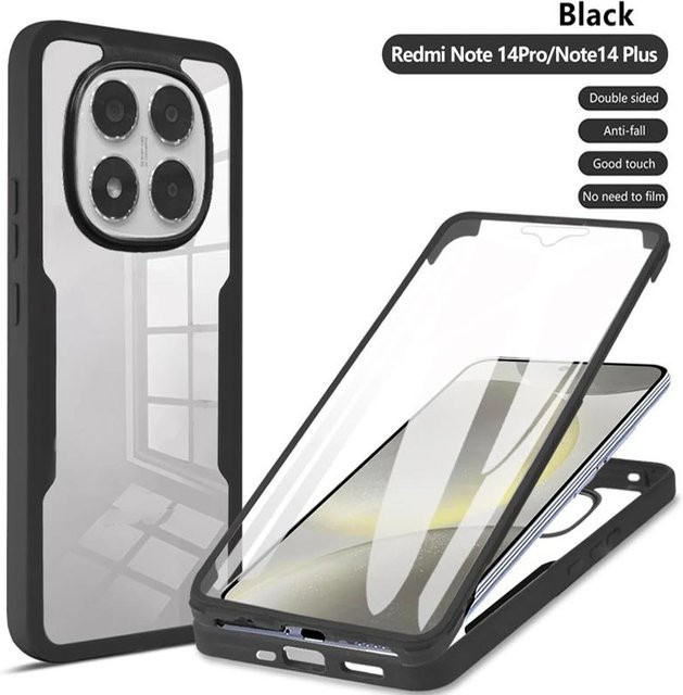 Xiaomi Redmi Note 15 14 13 12 Pro Plus 4G 5G Schutzhülle mit 360 Grad Vollschutz und transparenter Rückseite - Bild 1