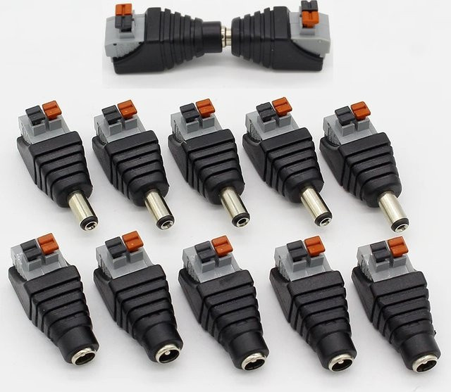 ELECAPITAL DC 12V Adapter Set Männlich und Weiblich, 5,5 x 2,1 mm / 2,5 mm, Schwarz, Schweißen-freier Power Stecker für LED und CCTV Kamera - Bild 1