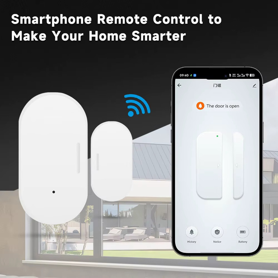 Tuya Zigbee 2MQTT Tür- und Fenstersensor als kabelloser magnetischer Alarmsensor in Weiß, kompatibel mit Alexa, Google Home und Home Assistant - Bild 2