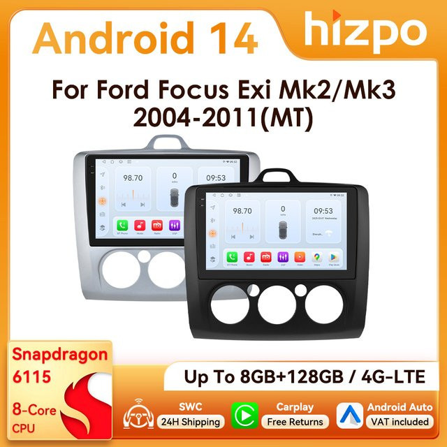 Hizpo 9-Zoll Android Autoradio für Ford Focus Exi MT Mk2 MK3 mit Snapdragon 6115, GPS, Bluetooth, CarPlay und DSP - Bild 1