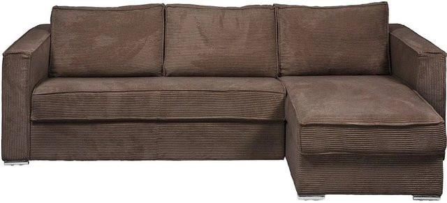 Vente-unique Schlafsofa Loreto in Braun, modernes L-Shape Ecksofa mit Cord-Bezug und Schaumstofffüllung, Breite: 298 cm - Bild 1