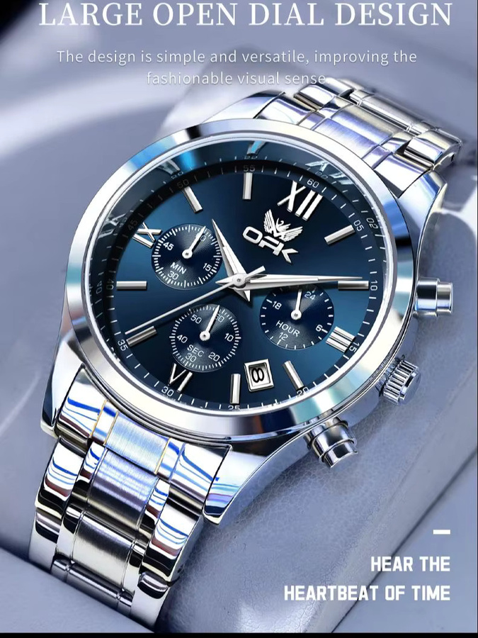 OPK Chronograph, Quarz, Edelstahl, Blau, Herren - Bild 7