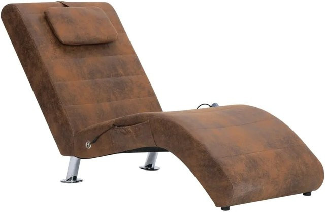 vidaXL Massage Chaiselongue Modell 1 in Braun mit Wildleder-Optik und Kissen - Bild 1