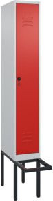 C+P Spind Classic PLUS Garderobenschrank mit Sitzbank, 1 Abteil, Lichtgrau, B/T/H: 212,0 x 30,0 x 81,5 cm - Bild 1