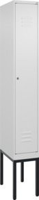 C+P Spind Classic PLUS Garderobenschrank mit 1 Abteil, Stahlkonstruktion, Zylinderschloss, 4 Garderobenhaken und mittiger Trennwand, Farbe: Grau, H x B x T: 212 x 30 x 50 cm - Bild 1