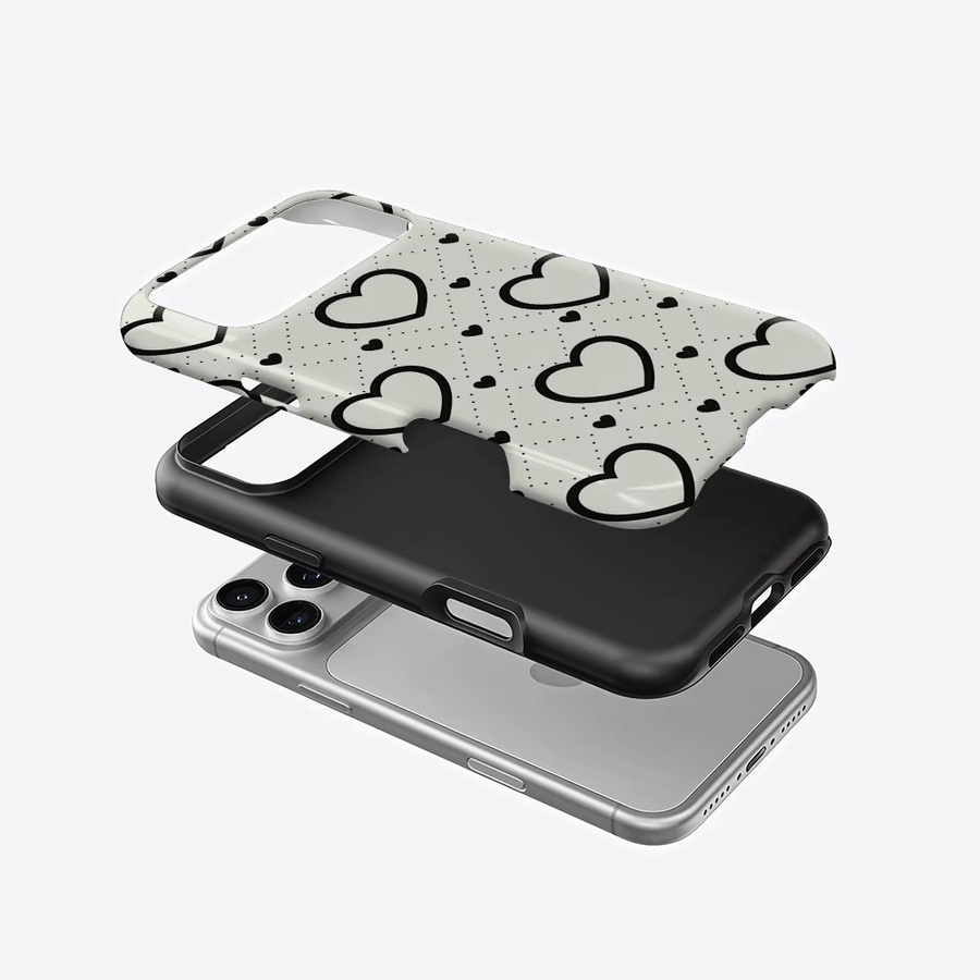 Potdemiel Aurea Case Matte Bumper MagSafe kompatible iPhone Hülle mit Herzgitter-Abdeckung in Weiß - Bild 2