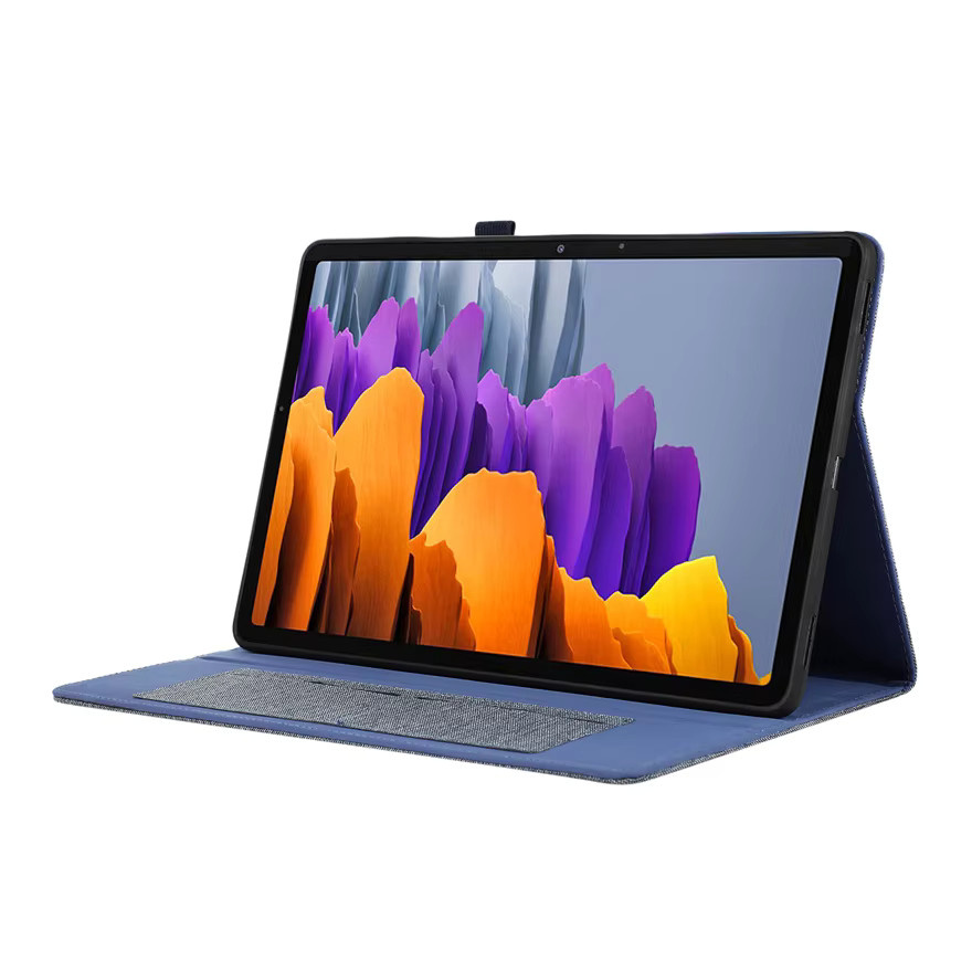 Stoff-Flip-Standcase Schutzhülle für Samsung Galaxy Tab S10 S9 S8 S7 FE S6 Lite A9 Plus A8 A7 Lite in Blau - Bild 3