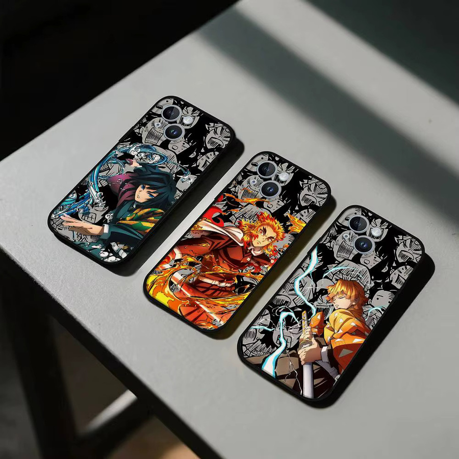 Anime D-Demon Slayers Handyhülle in Schwarz passend für iPhone 17, 16, 15, 14, 13, 11 Pro Max, Plus, X, XR, XS Max und 13 Mini - Bild 2