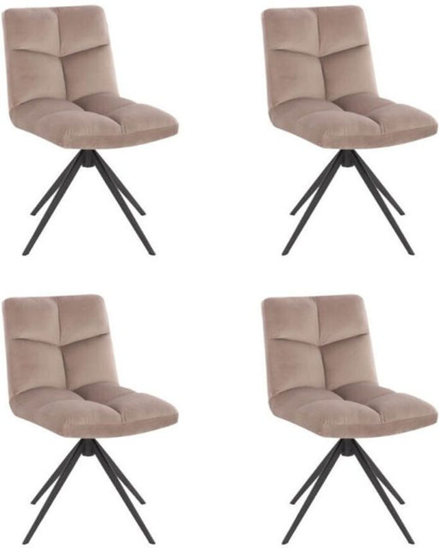 Home Deluxe Esszimmerstuhl NODA 4er Set drehbar Modern Samt Hellbraun Beige - Bild 2