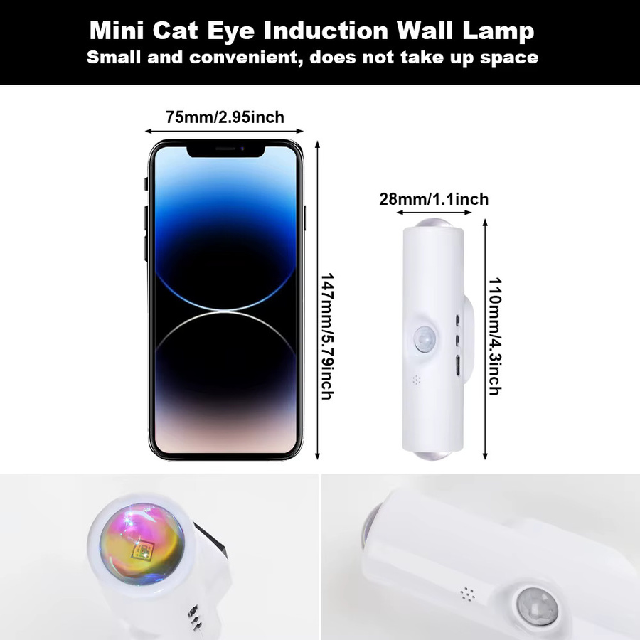 PARKSON RGB LED Nachtlicht mit Bewegungssensor, USB aufladbare Wandlampe für Schlafzimmer und Schrank, Multicolor und Weiß - Bild 3