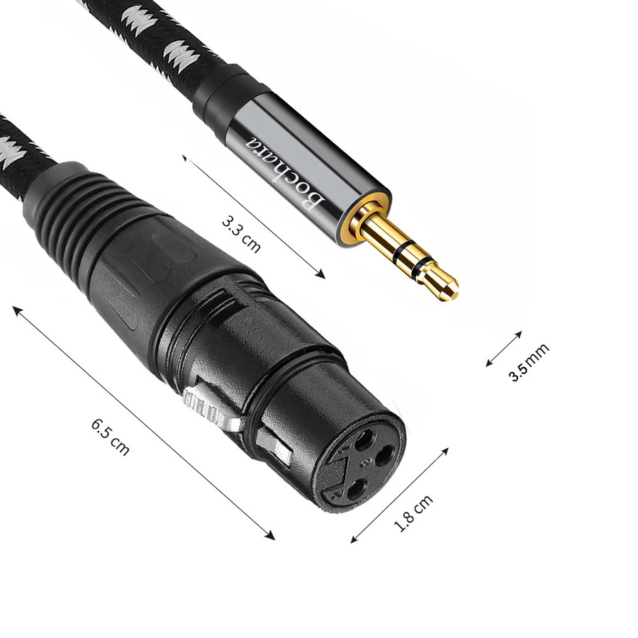Bochara Audiokabel 3,5-mm-Klinke auf Dual-XLR-Buchse, geflochten und geschirmt, Schwarz - Bild 4