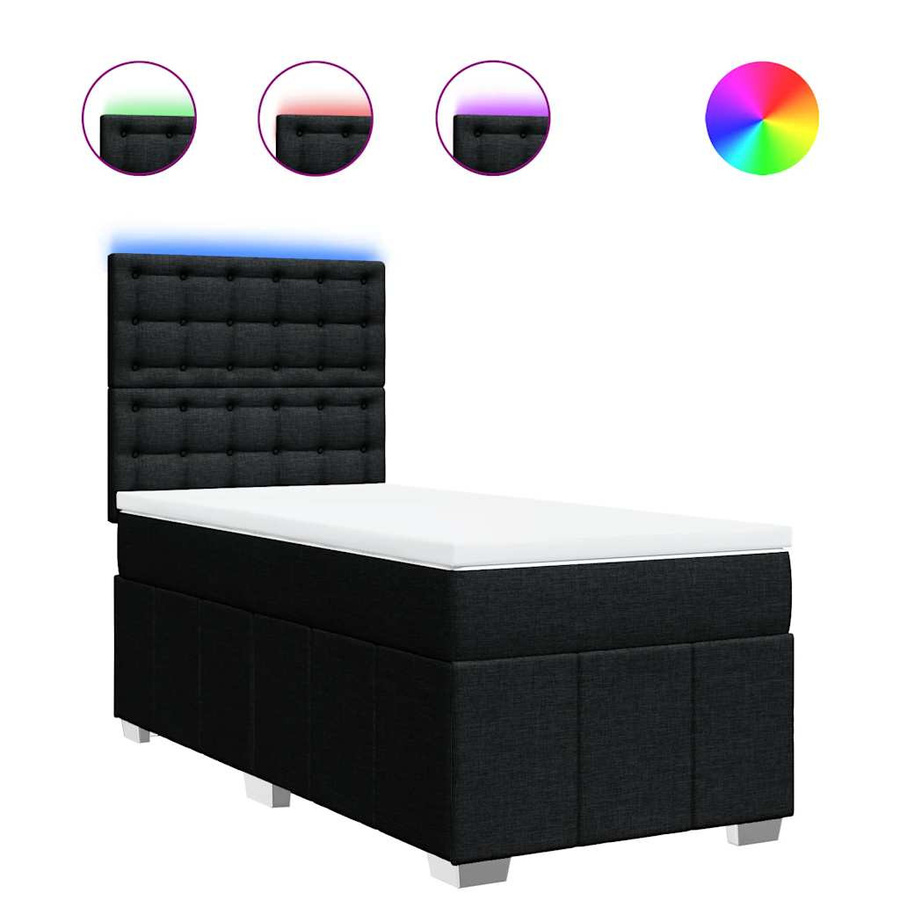 vidaXL Boxspringbett mit Matratze und USB-Ladeport in Schwarz, B/T/H: 80 x 200 x 140,5 cm - Bild 4