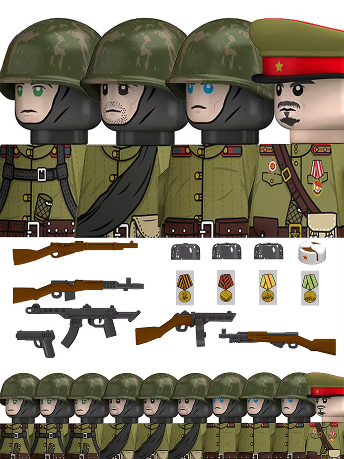 Brangdy Militär Bausteine Figuren Sowjetunion Armee Infanterie WW2 Soldaten Set in Multicolour - Bild 3