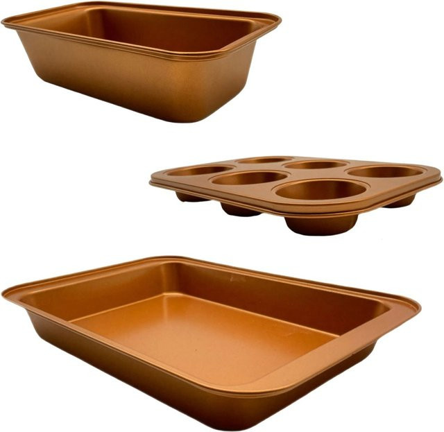 Relaxdays Backformen Set aus Carbonstahl in Kupfer, antihaftbeschichtet, 0,9 kg - Bild 1
